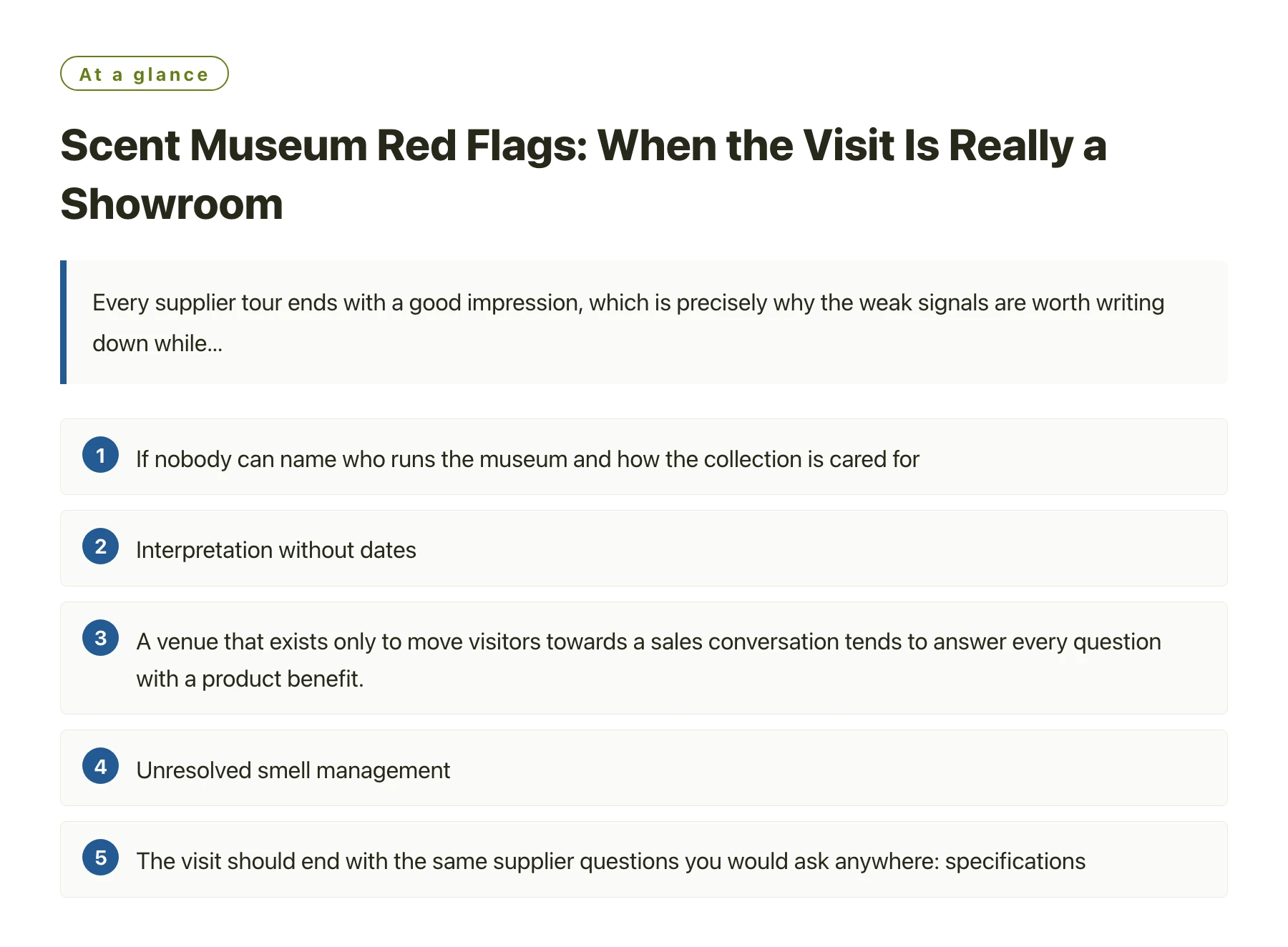 Scent Museum Red Flags: When the Visit Is Really a Showroom——全文要点速览